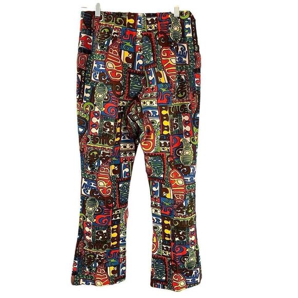 Robert Bruce Grubb All Over Hippie Print Flare Leg Pants Vintage Size 32 Measure - Picture 3 of 11